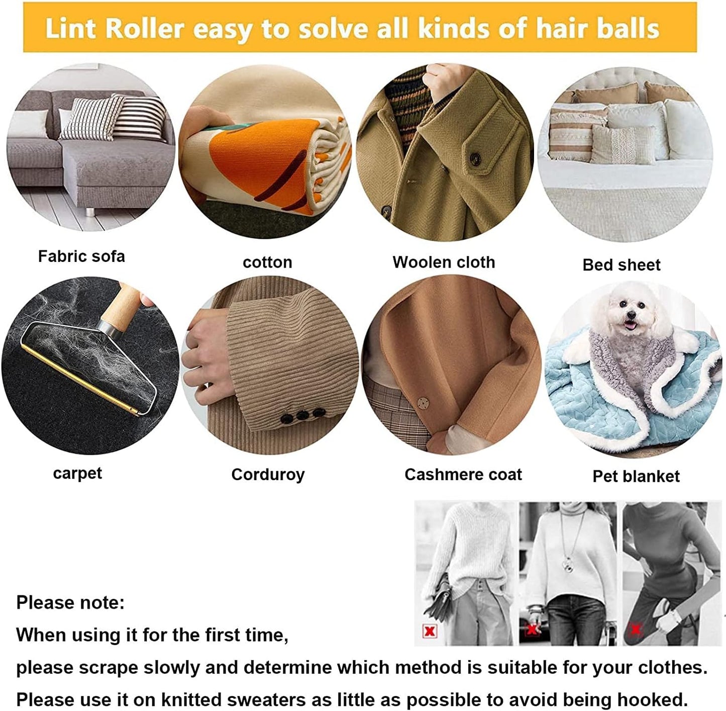 Lint Remover Portable Pet Hair Remover,Reusable Lint Fabric Shaver Carpet Roller Scraper,For Carpet,Fabric Sofas,Beds, Furniture, Clothes Cat、Dog Hair Removal Cleaning Professional Tools