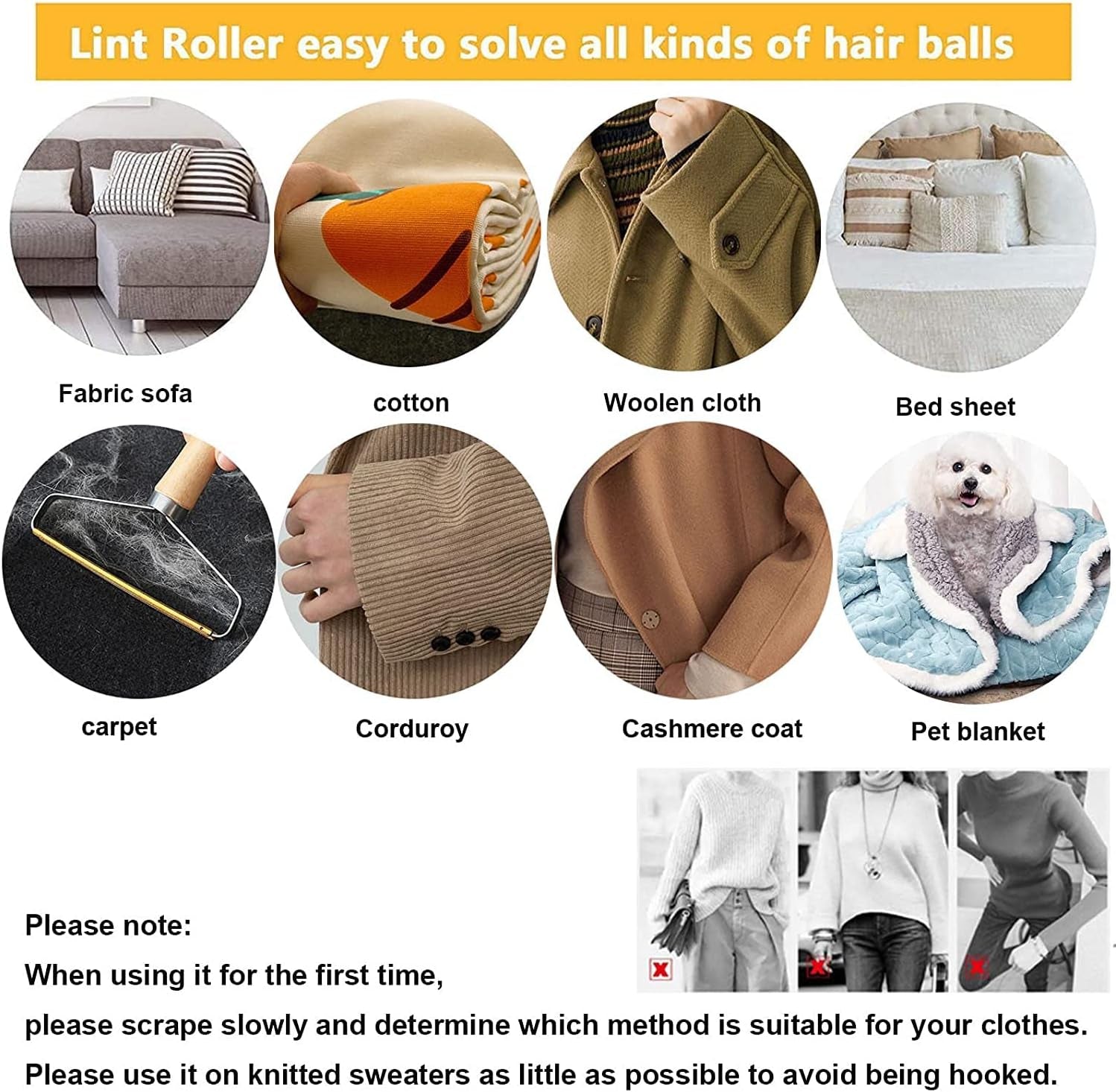 Lint Remover Portable Pet Hair Remover,Reusable Lint Fabric Shaver Carpet Roller Scraper,For Carpet,Fabric Sofas,Beds, Furniture, Clothes Cat、Dog Hair Removal Cleaning Professional Tools