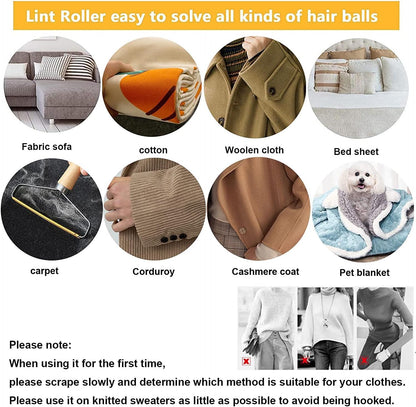 Lint Remover Portable Pet Hair Remover,Reusable Lint Fabric Shaver Carpet Roller Scraper,For Carpet,Fabric Sofas,Beds, Furniture, Clothes Cat、Dog Hair Removal Cleaning Professional Tools