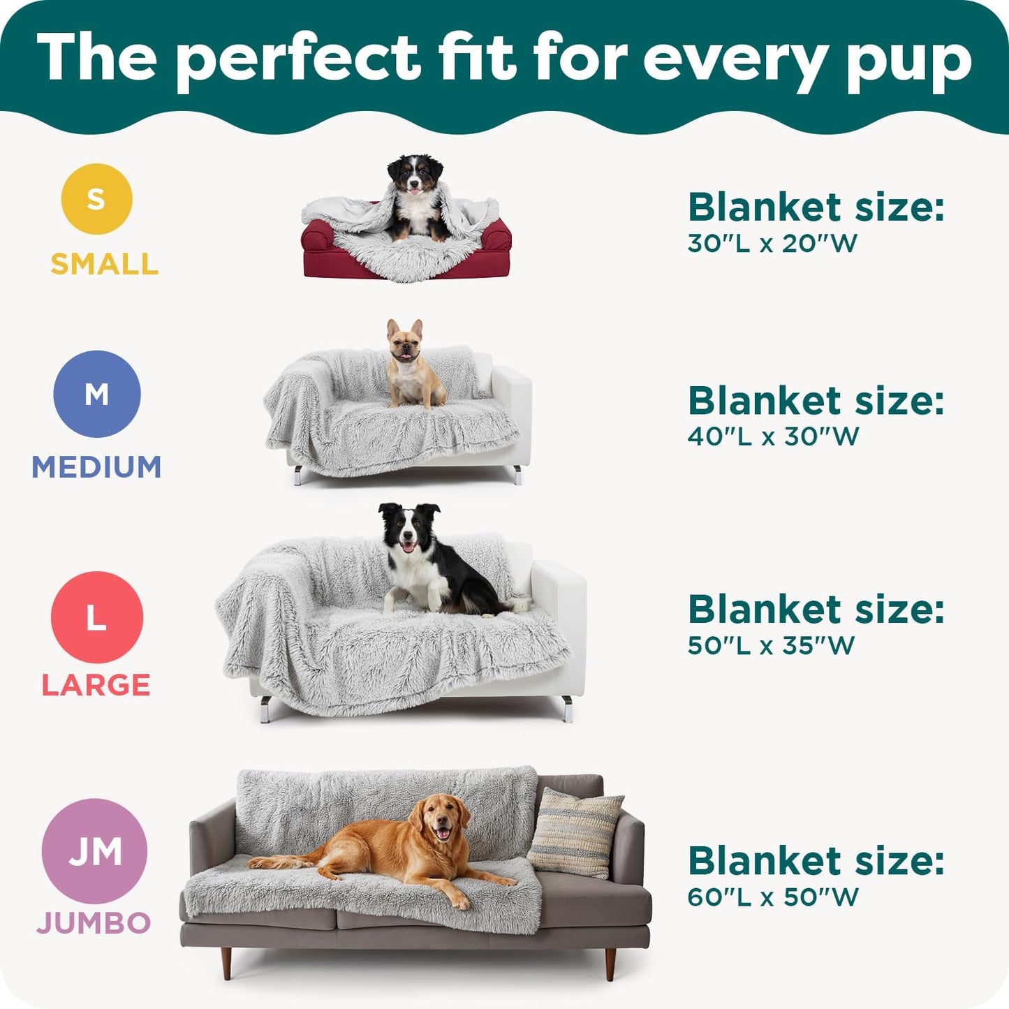 Waterproof Throw Blanket for Dogs & Indoor Cats, Reversible Protective Pet Blanket, Extra Large, Long Faux Fur & Velvet, Gray