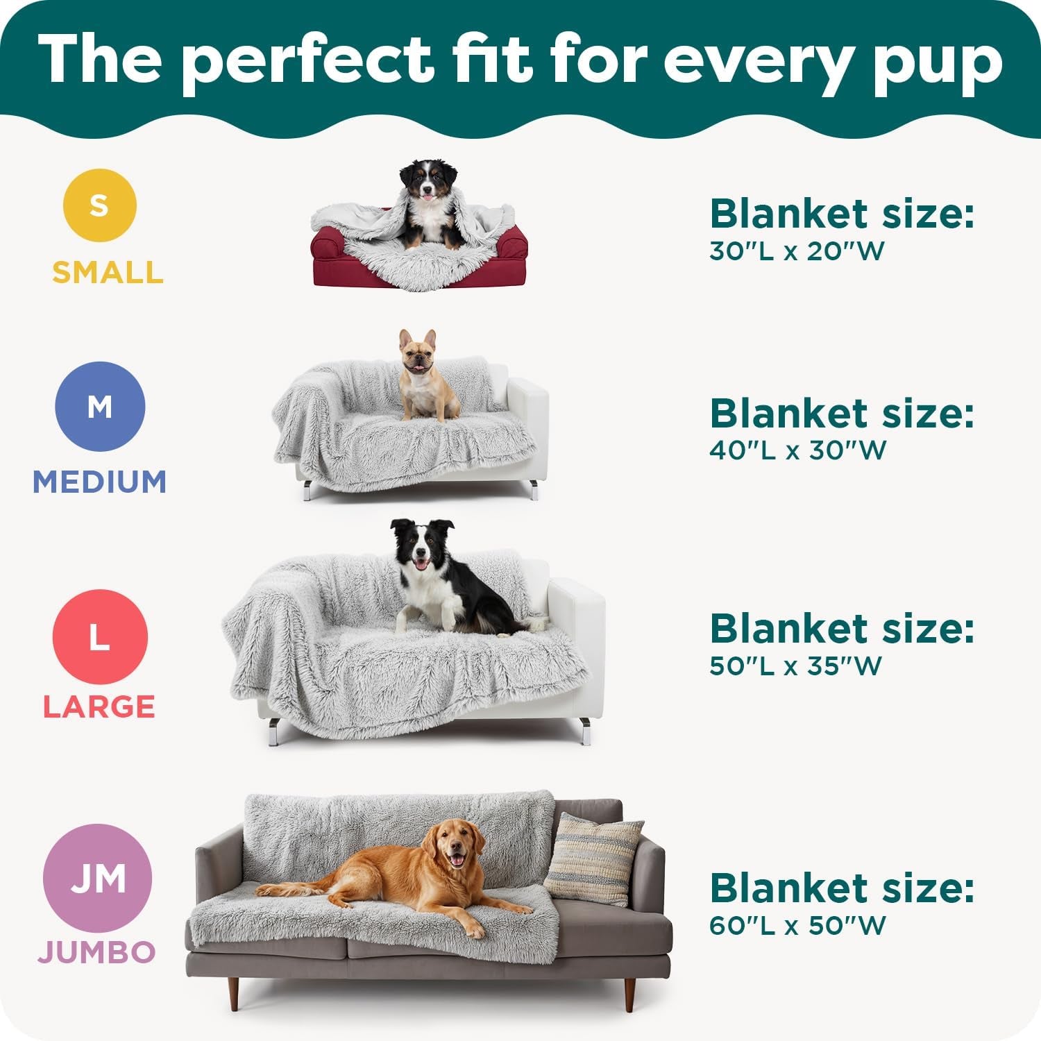 Waterproof Throw Blanket for Dogs & Indoor Cats, Reversible Protective Pet Blanket, Extra Large, Long Faux Fur & Velvet, Gray