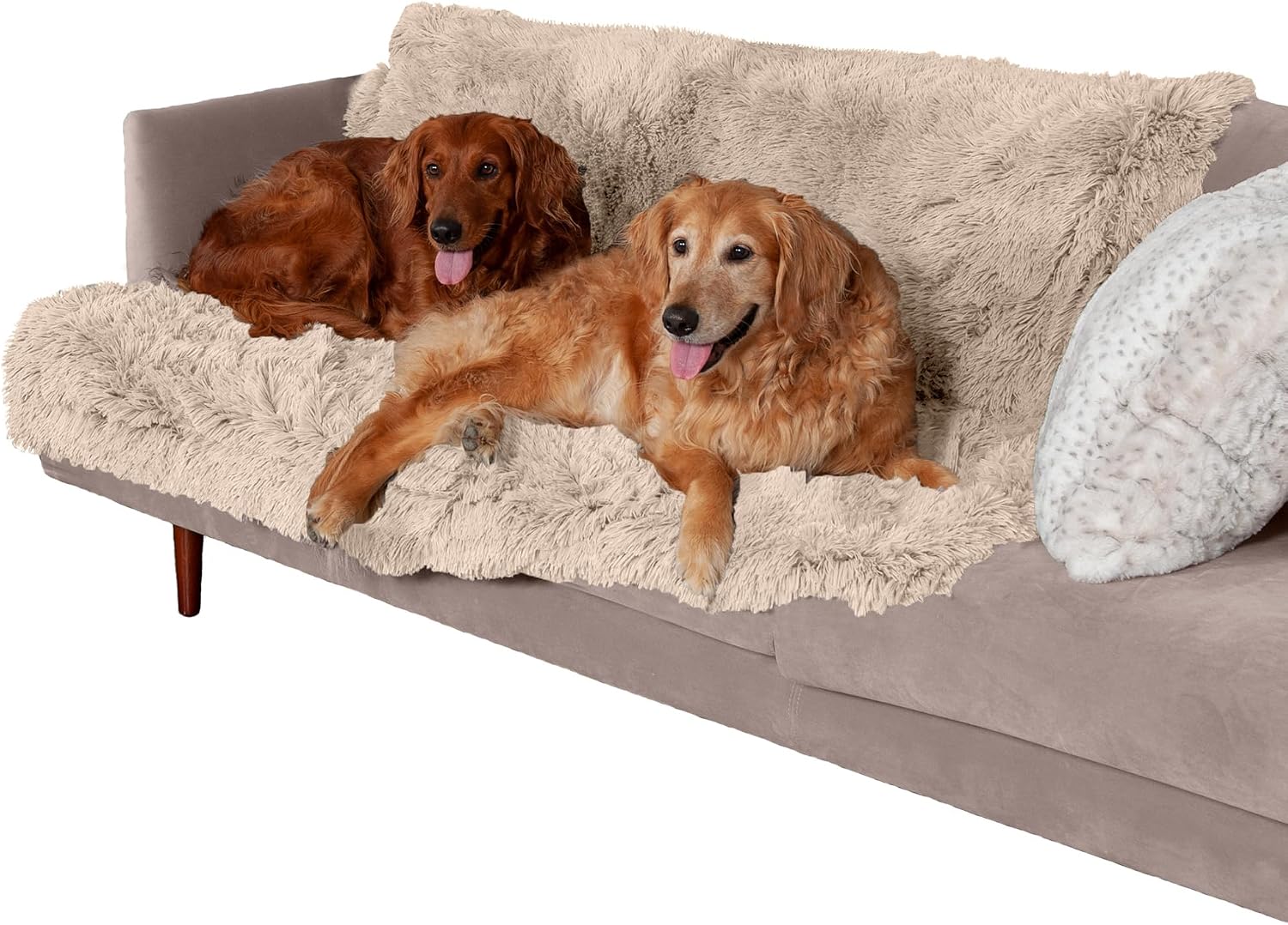 Waterproof Throw Blanket for Dogs & Indoor Cats, Reversible Protective Pet Blanket, Extra Large, Long Faux Fur & Velvet, Gray