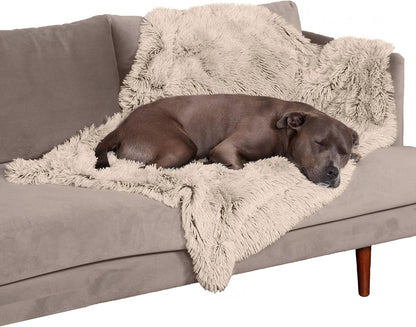 Waterproof Throw Blanket for Dogs & Indoor Cats, Reversible Protective Pet Blanket, Extra Large, Long Faux Fur & Velvet, Gray