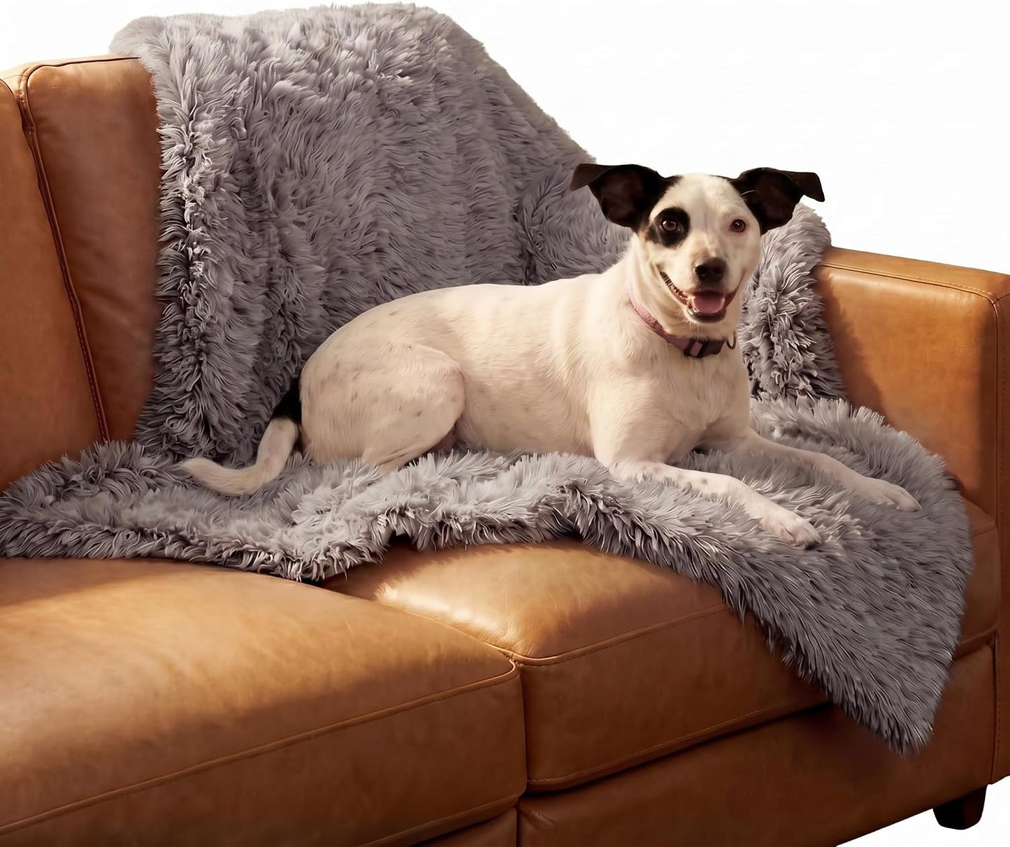 Waterproof Throw Blanket for Dogs & Indoor Cats, Reversible Protective Pet Blanket, Extra Large, Long Faux Fur & Velvet, Gray