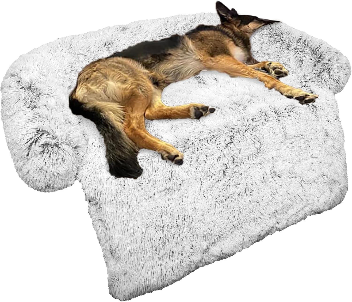 Calming Dog Bed Fluffy Plush Dog Mat for Furniture Protector with Removable Washable Cover for Large Medium Small Dogs and Cats (Medium, Light Grey)