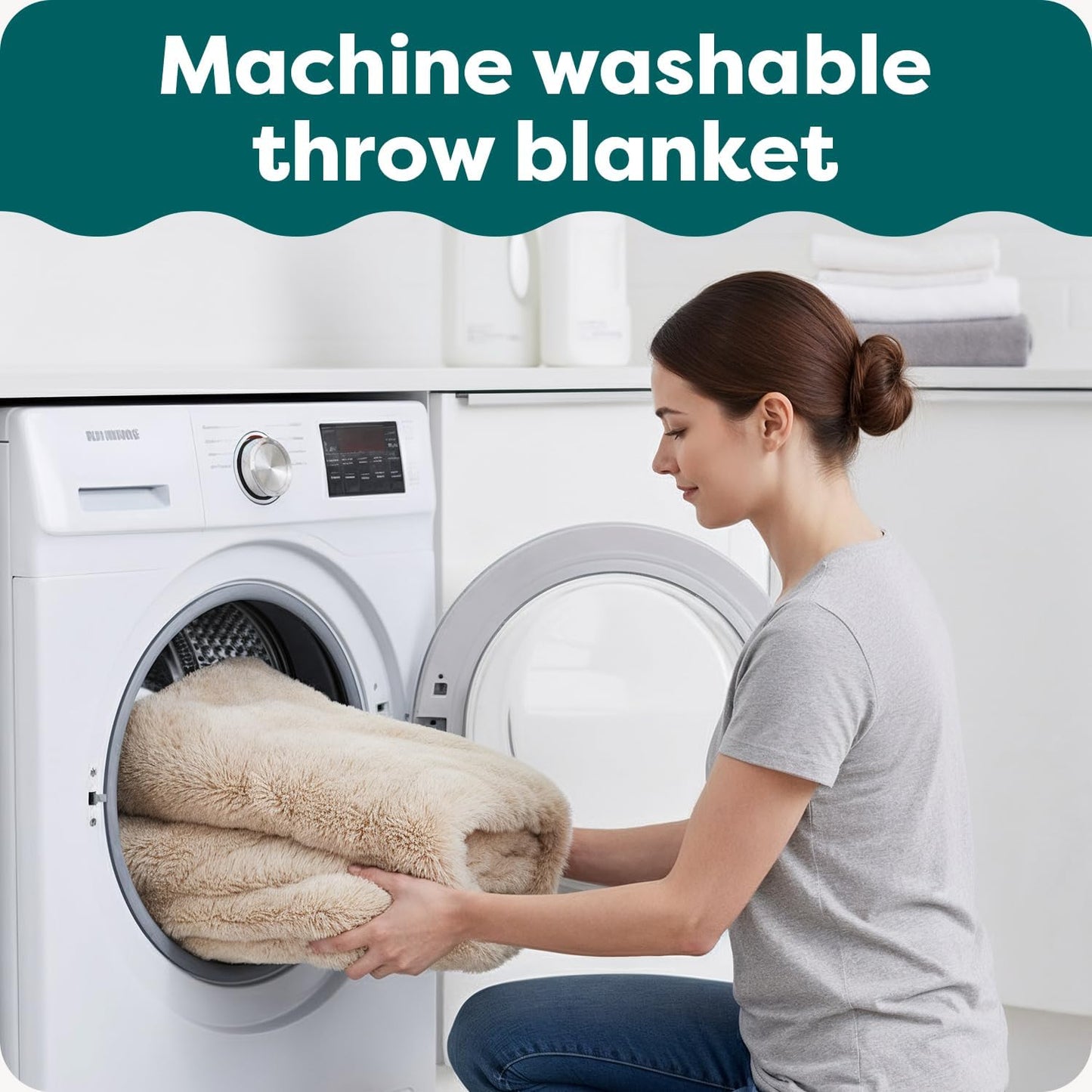 Waterproof Throw Blanket for Dogs & Indoor Cats, Reversible Protective Pet Blanket, Extra Large, Long Faux Fur & Velvet, Gray